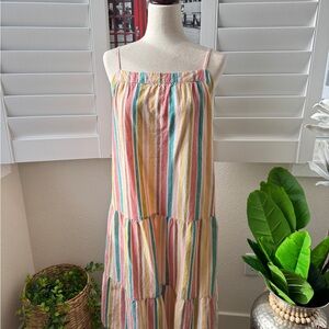 Roxy. Size L. Pastel Striped Midi Dress